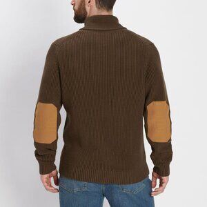 Duluth Trading Co Brown Collared Sweater Tan elbow patches Large